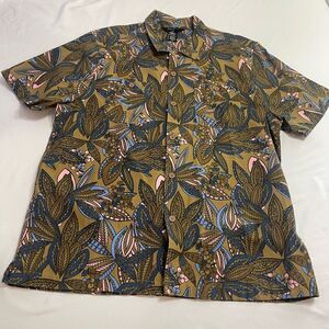 Poler Brown Paisley Short Sleeve Button Up Shirt Size XL